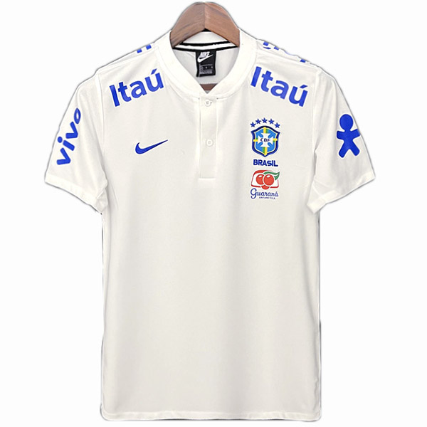 Brazil pre-match training soccer jersey match men's white sportswear football shirt 2022-2023